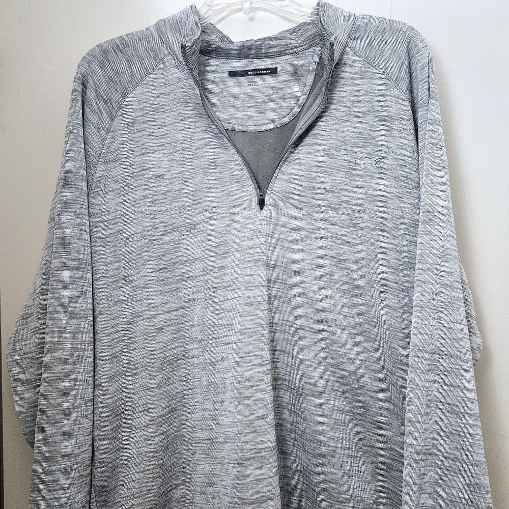 Greg Norman Mens XXL Gray Fleece Pullover Long Sleeve 1/4 Zip Up Collared Golf